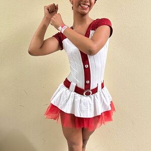 Red and white baseball dress adult SMALL